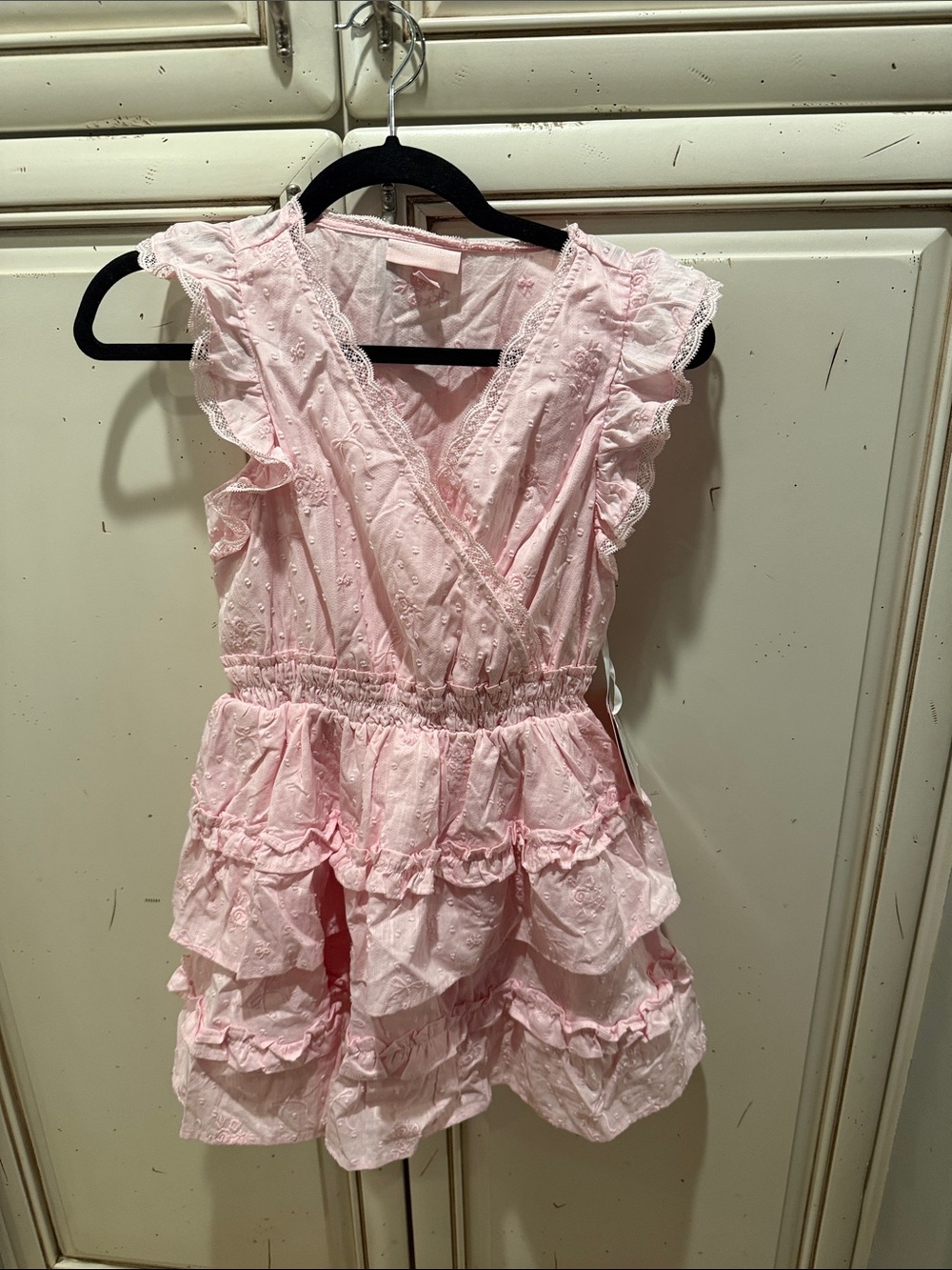 LoveShackFancy Kids Pink Ruffle Eyelet Dress